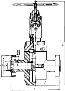 Рис.1. Схема задвижки шиберной с гидроприводом ЗМГ-80