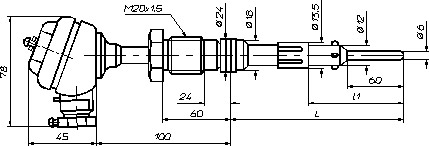 Схематическое изображение термопреобразователя ТСП 8042Р исполнение 1