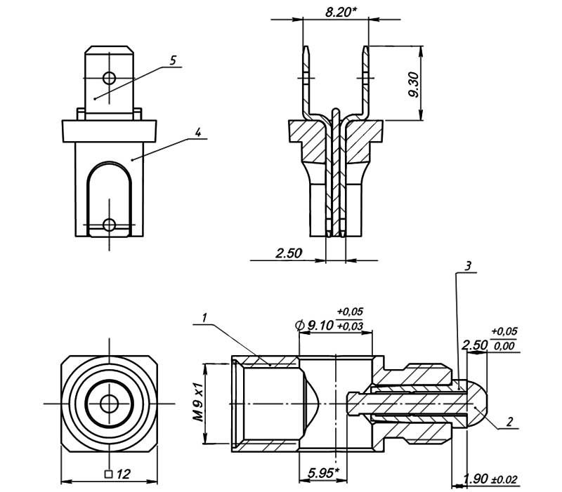 Рис.1. Схема термопрерывателя М9х1 (100-030)
