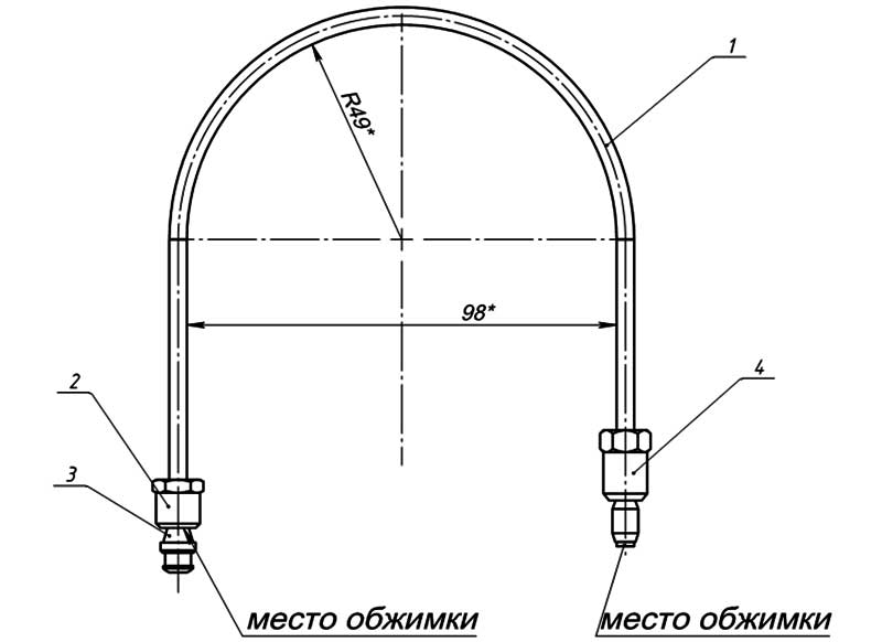 Рис.1. Схема трубки запальника серии SIT 140, 150 (код 100-041)