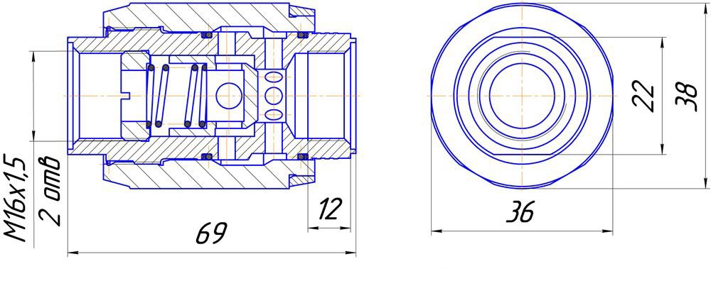Схема габаритных размеров гидродросселя ДЛК 8,3-2М
