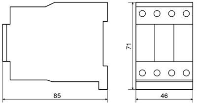 Рис.1. Габаритная схема ПМ 1-18-01 магнитного пускателя